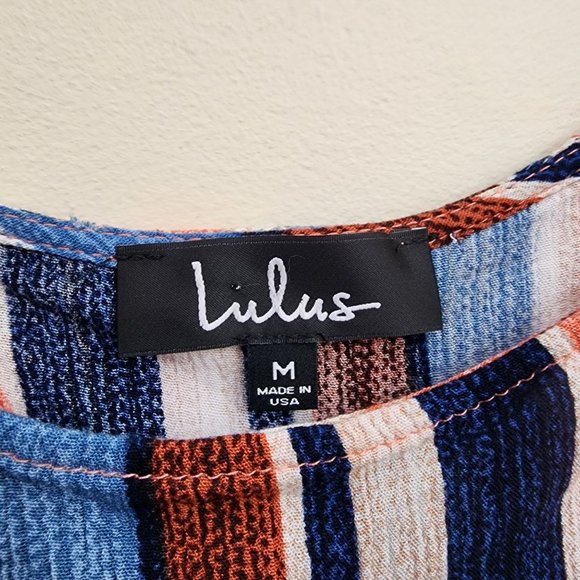 LuLus beyond the sea peach striped open back crop top woman's size Medium - Picture 4 of 8